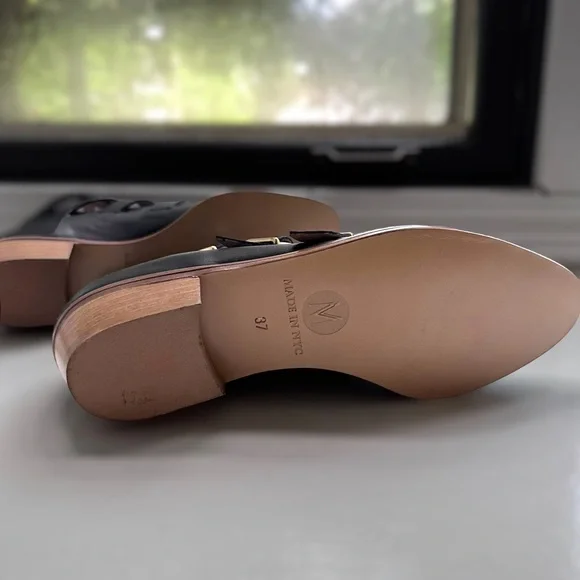 Black leather booties with gold buckle detail. Dresses up or down! Size 37 NWT - Picture 6 of 6